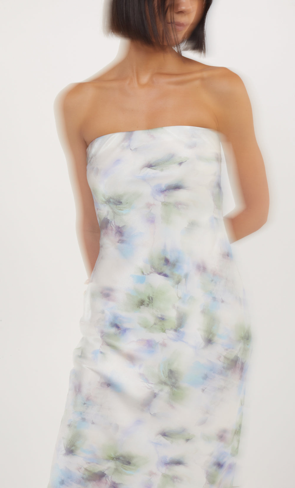 MOON DANCE STRAPLESS DRESS - WATERCOLOUR FLORAL