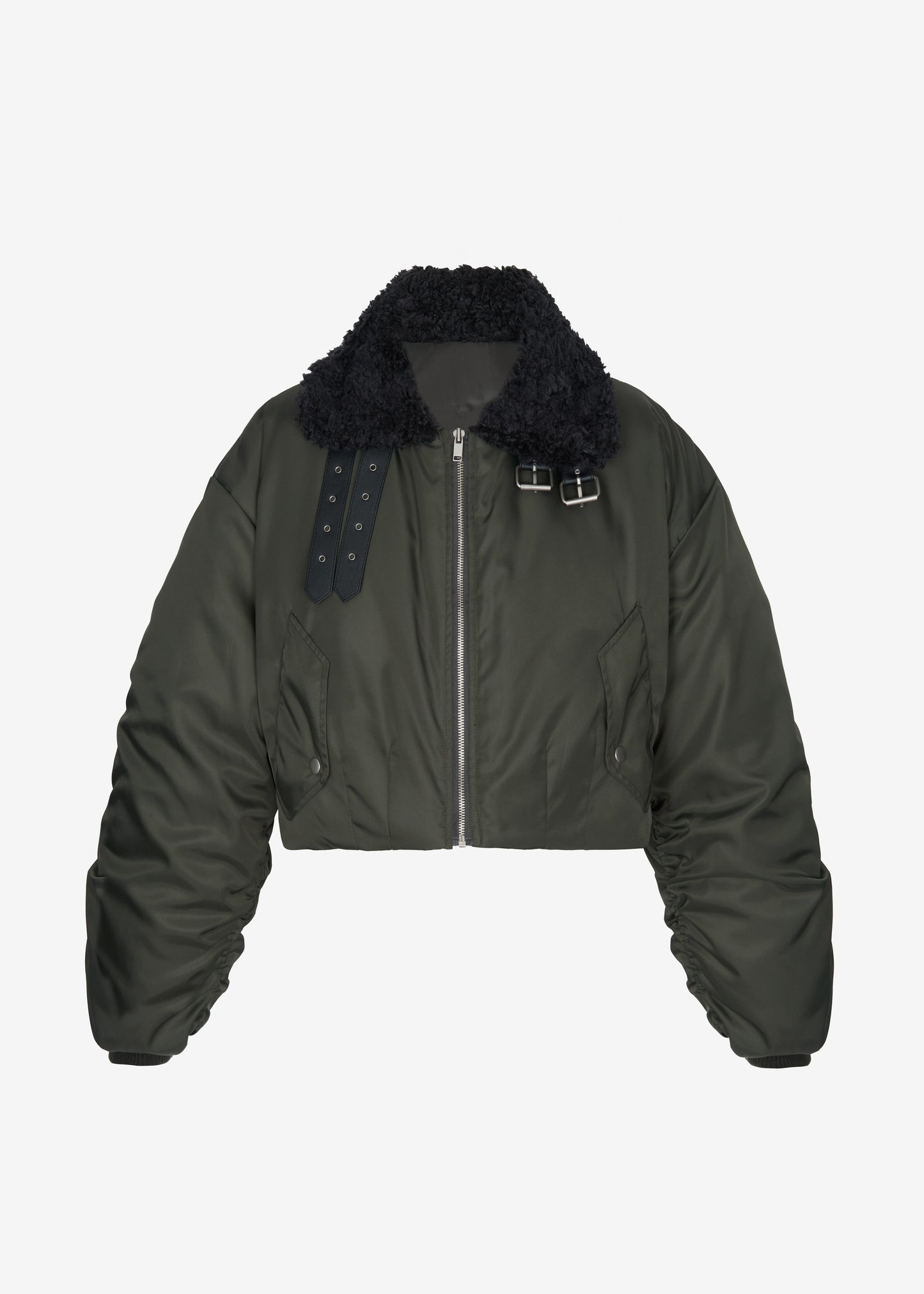 Riano Cropped Bomber Jacket - Khaki