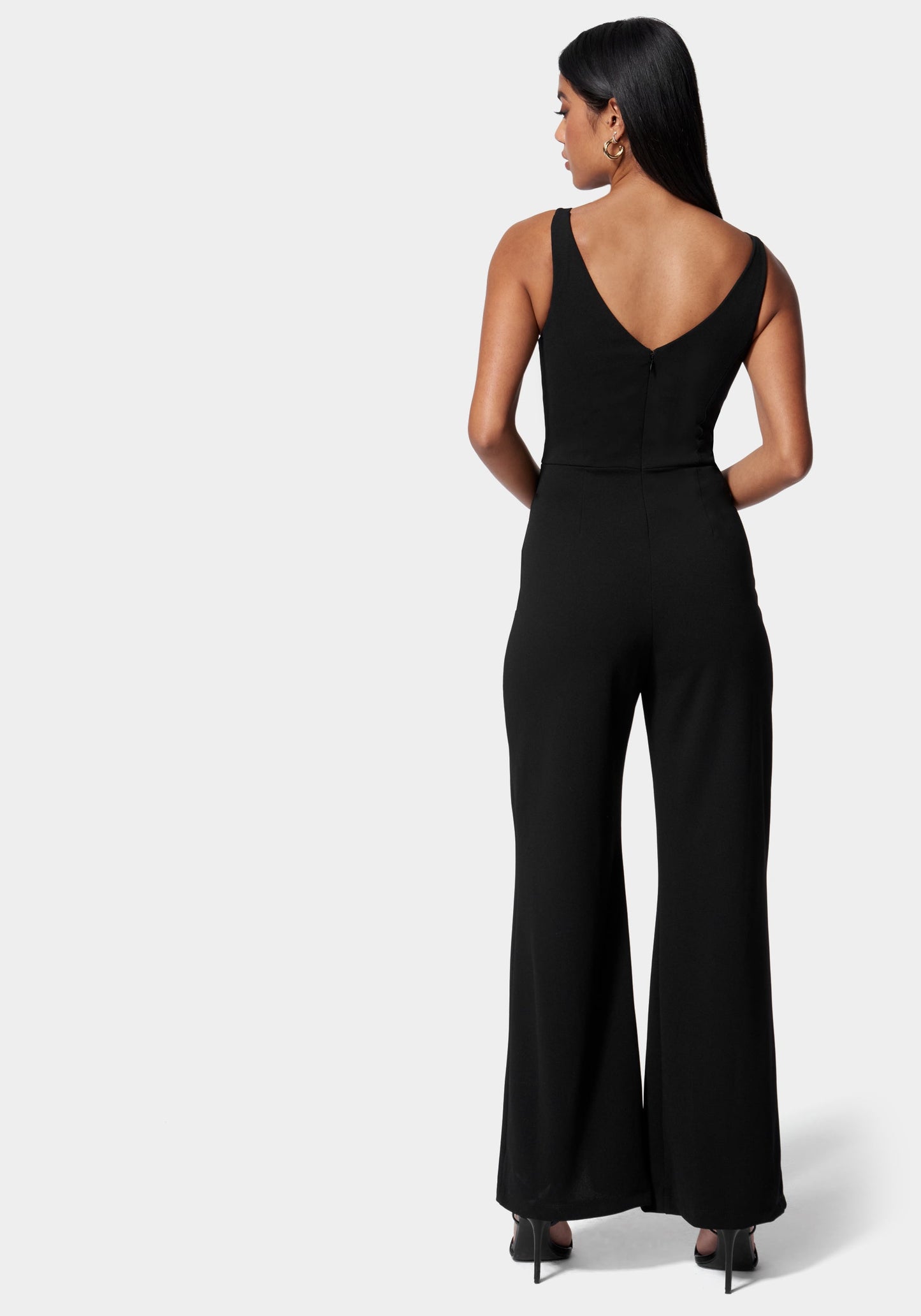 V Neck Open Leg Jumpsuit