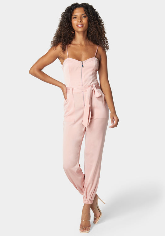 Self Tie Bustier Jogger Jumpsuit