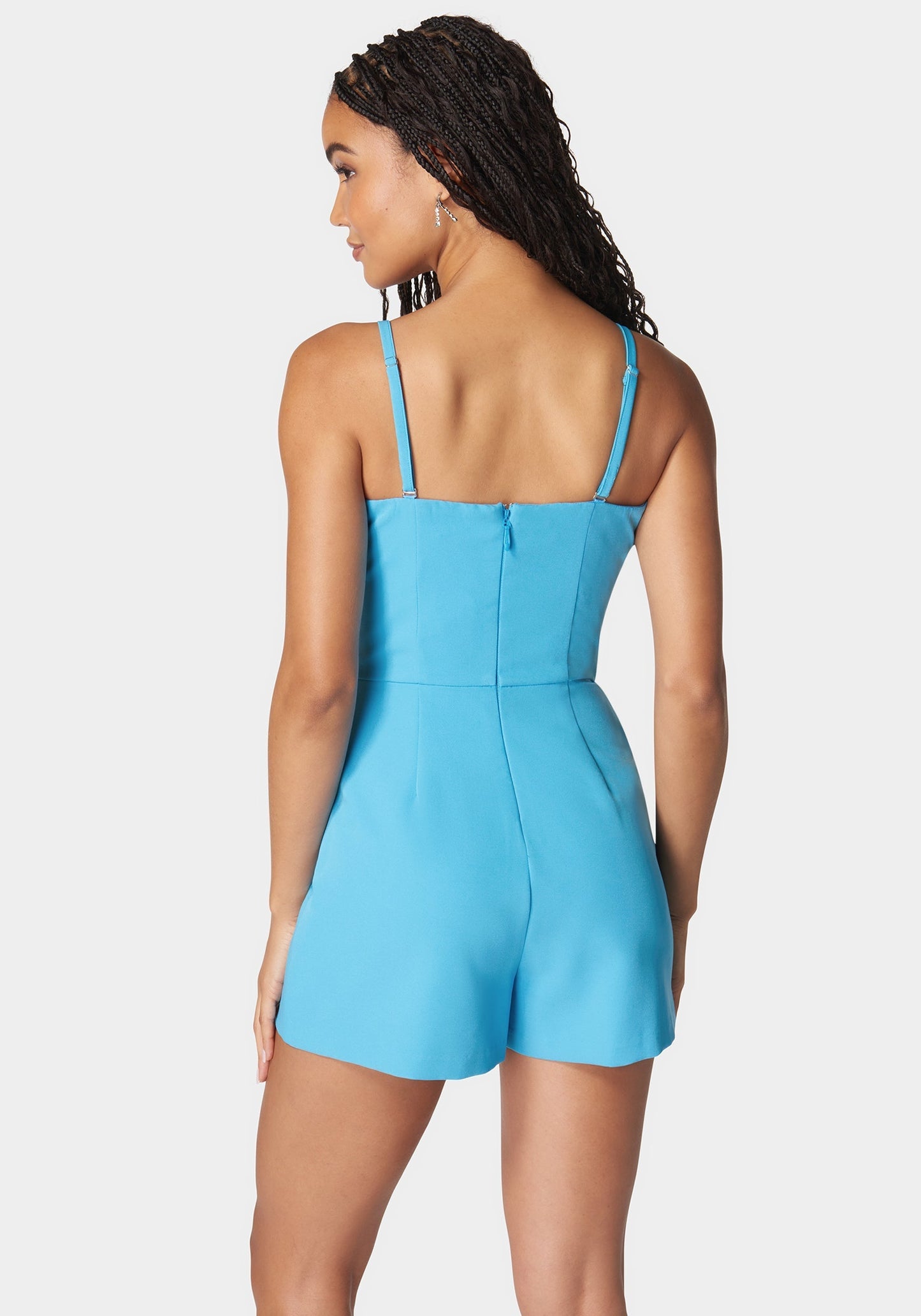 Strapless Deep V Neck Trim Romper