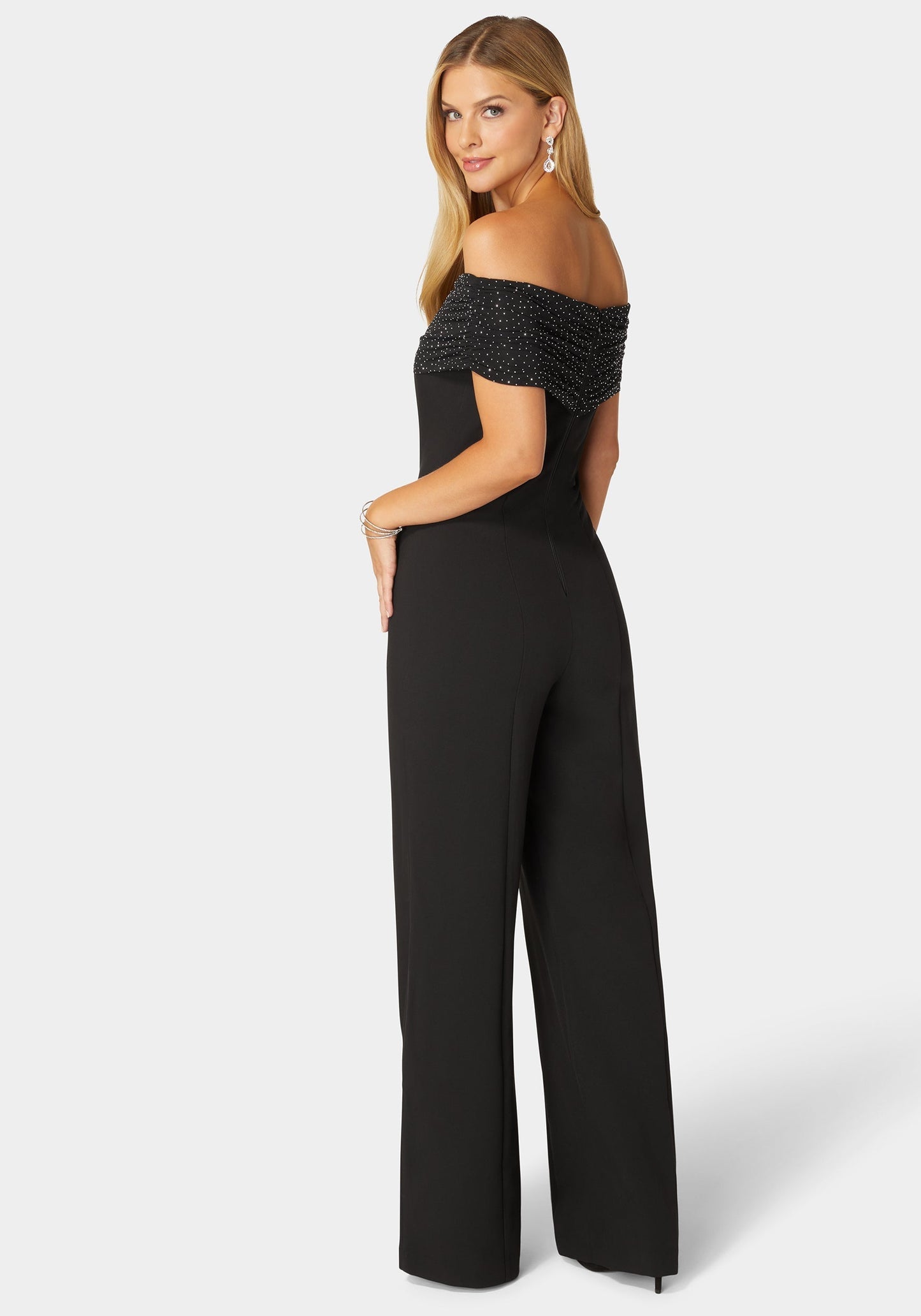 Studded Off Shoulder Palazzo Jumpsuit