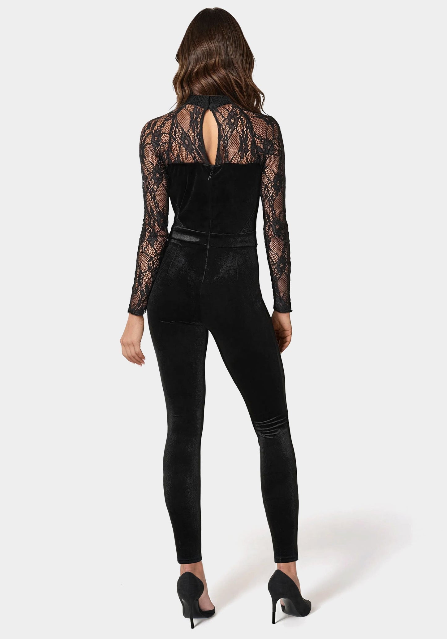 Lace Combo Velour Catsuit