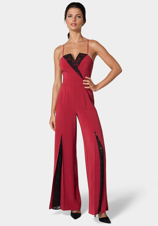 Tuxedo Lace Combo Ultra Wide Leg Jumpsuit