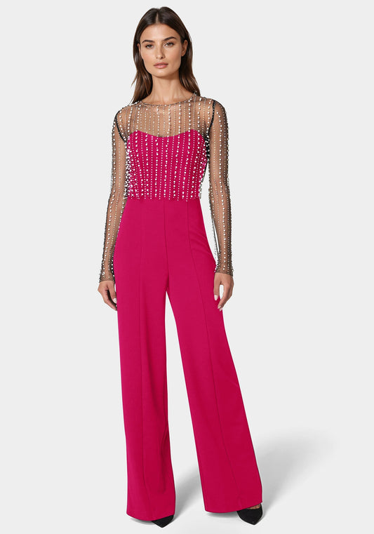 Studded Pearl Top And Palazzo Leg Jumpsuit