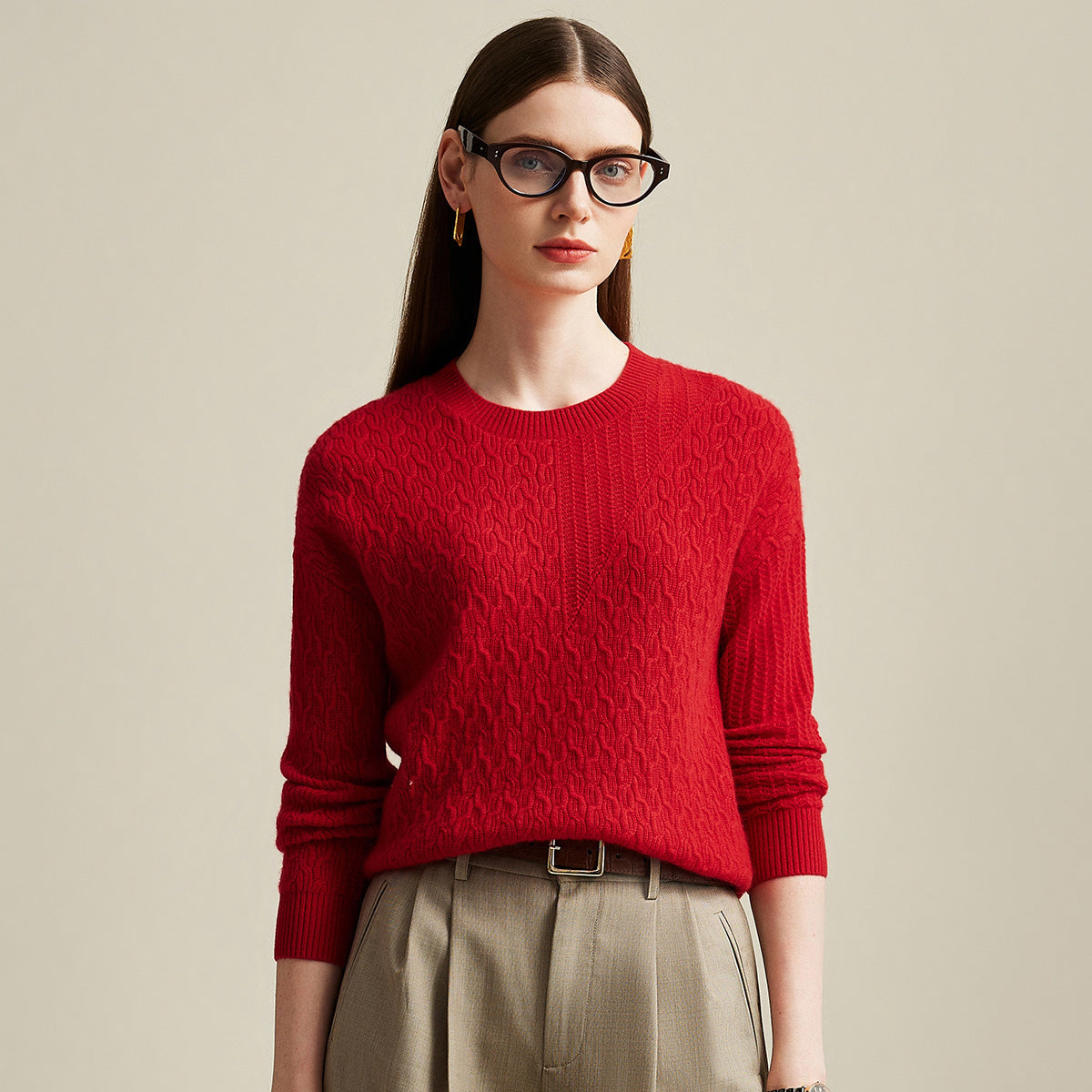 100% Cashmere Luxurious Cable Knit Sweater