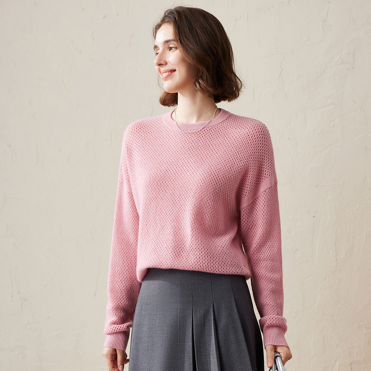 100% Cashmere Breathable Mesh Sweater