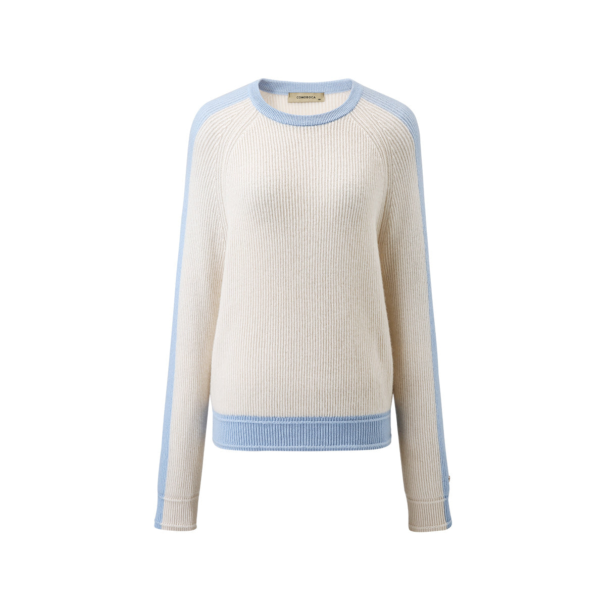 100% Cashmere Color Block Raglan Sleeve Knit Sweater