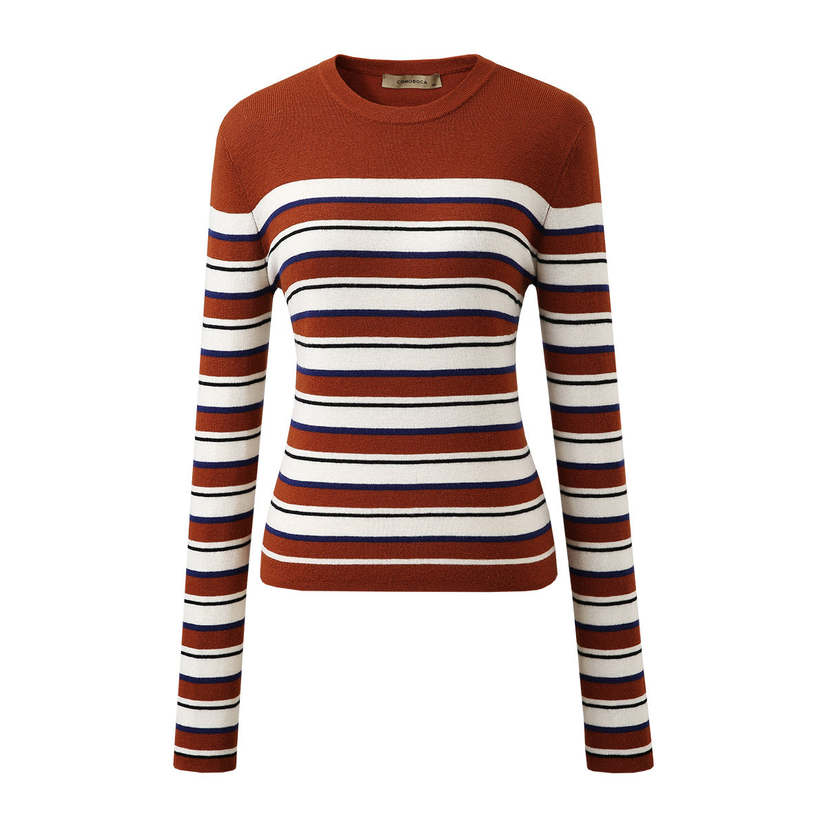 100% Wool Striped Crew Neck Sweater