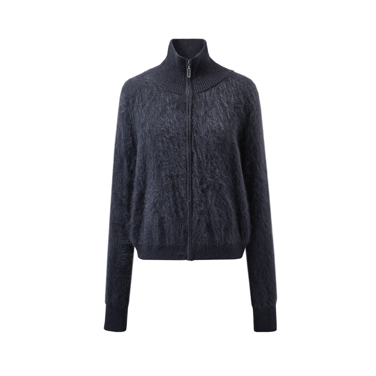 100% Brushed Cashmere Fluffy Zipper Cardigan