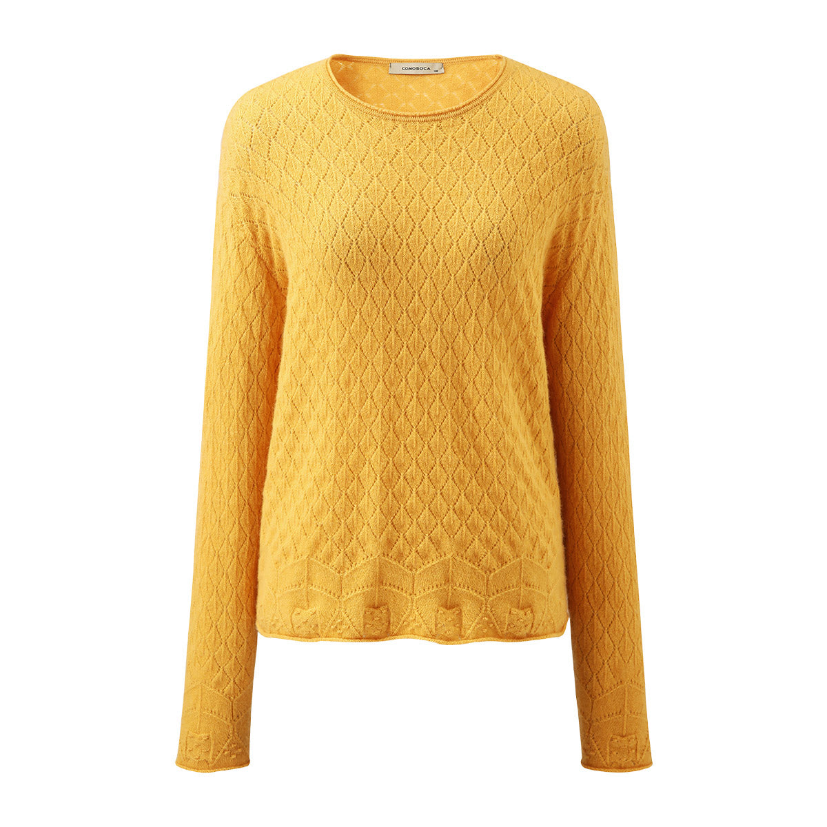 100% Cashmere Diamond Pattern Pullover Sweater