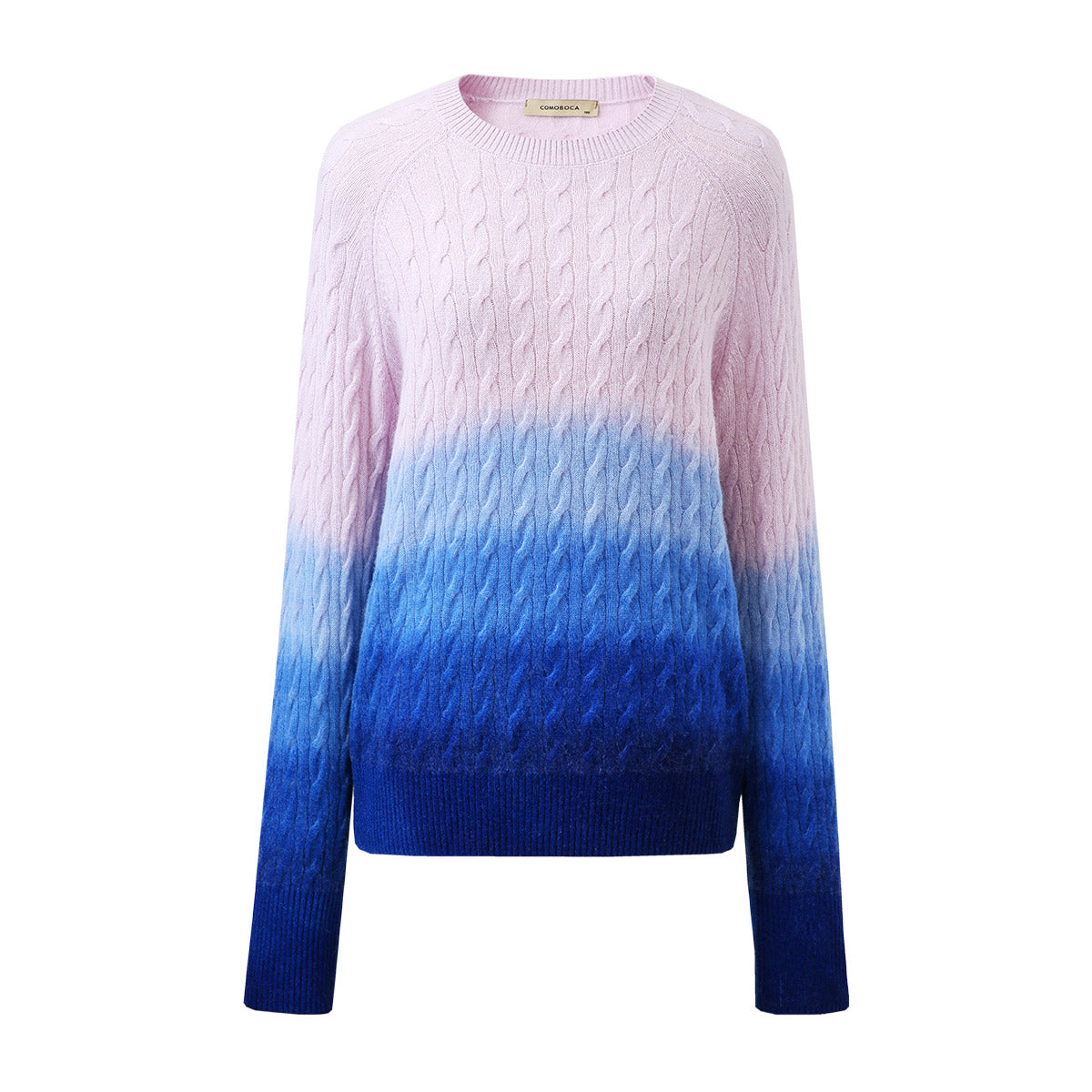 100% Cashmere Gradient Color Cable Knit Sweater