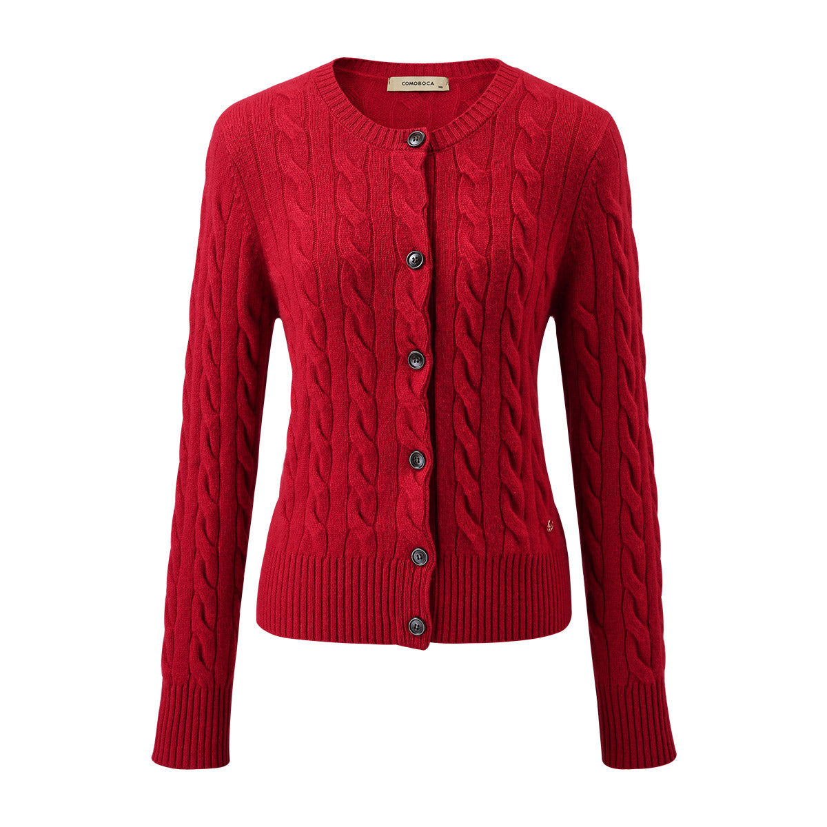 100% Cashmere Cable Knit Button-Up Cardigan