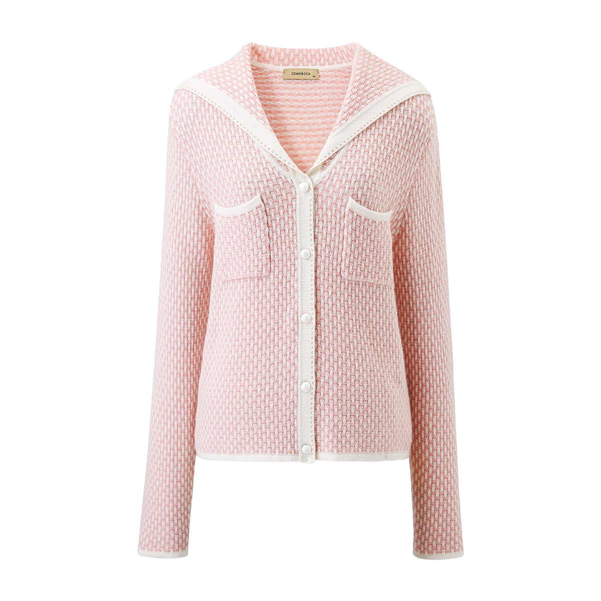 100% Cashmere Sailor Collar Knitted Cardigan