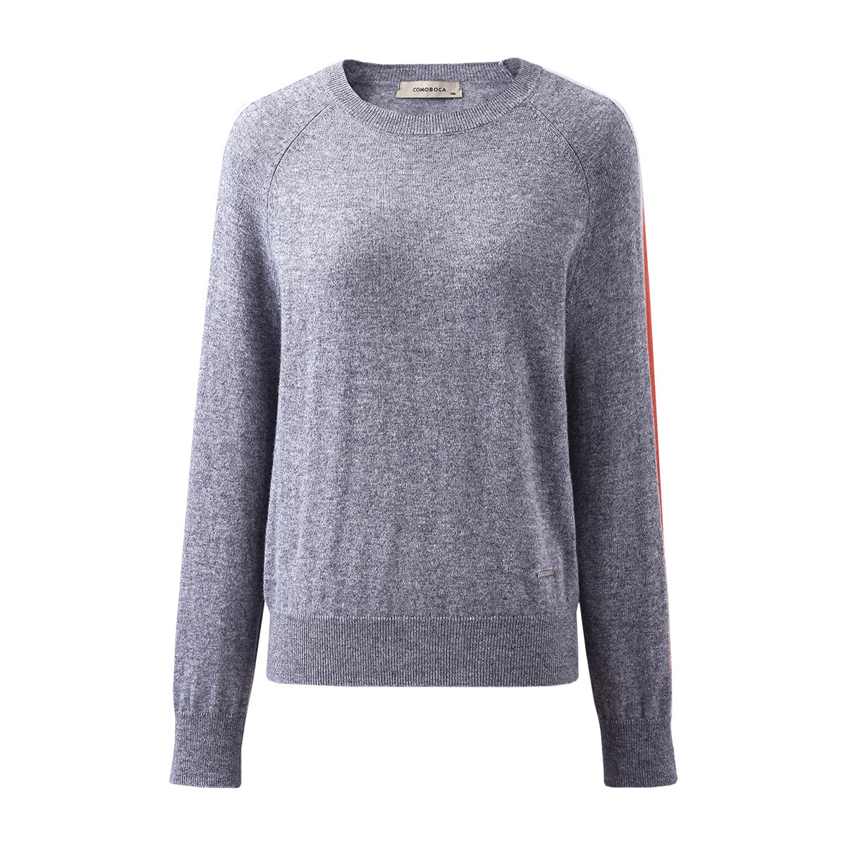 100% Cashmere Knit Sweater with Colorful Side Stripes