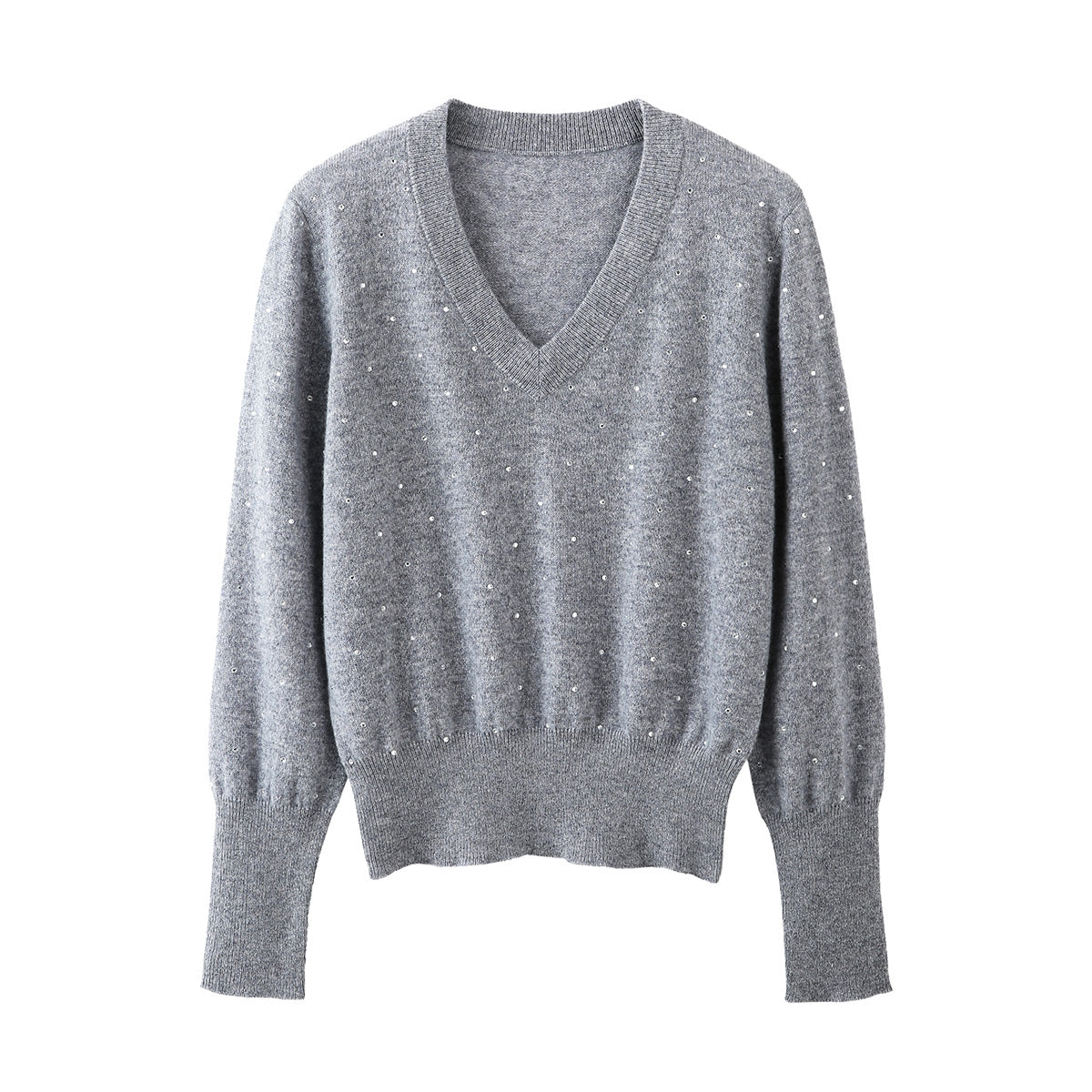 100% Cashmere Womens Sweater with Crystal Embellishments