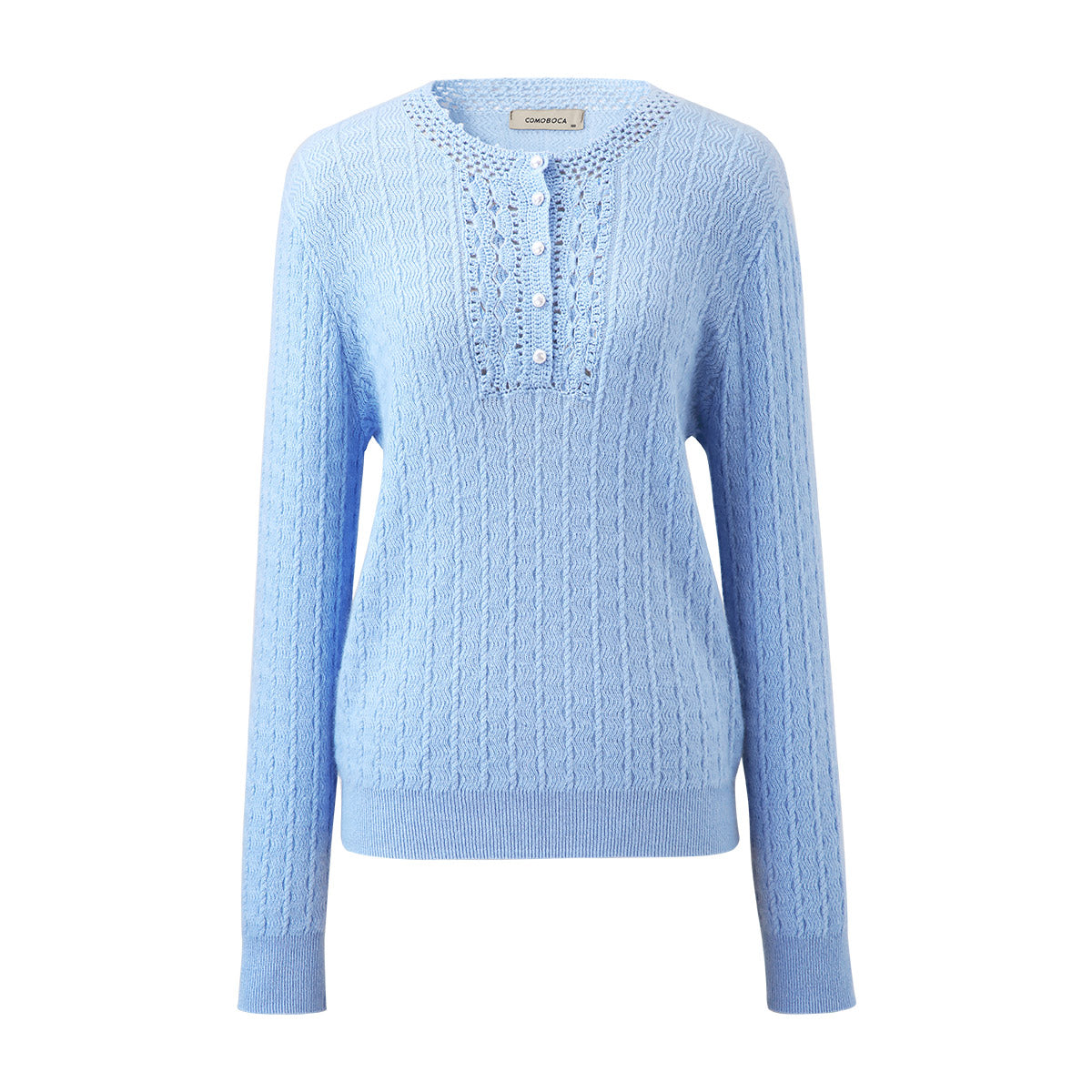 100% Cashmere Knit Sweater with Button Detail