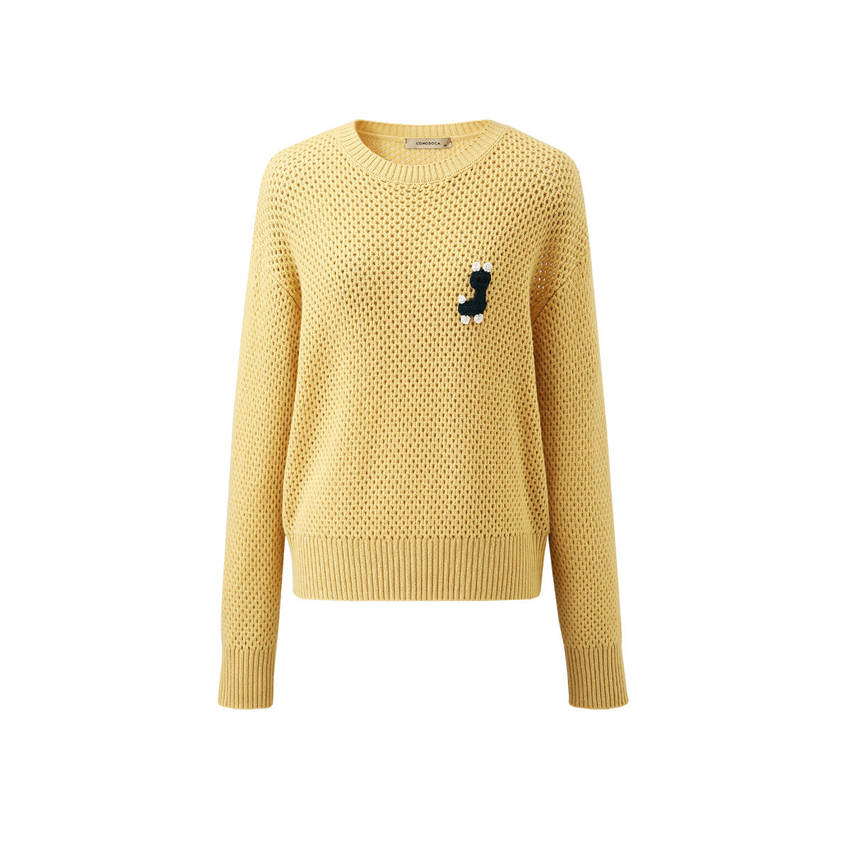 100% Wool Embroidered Patch Knit Sweater