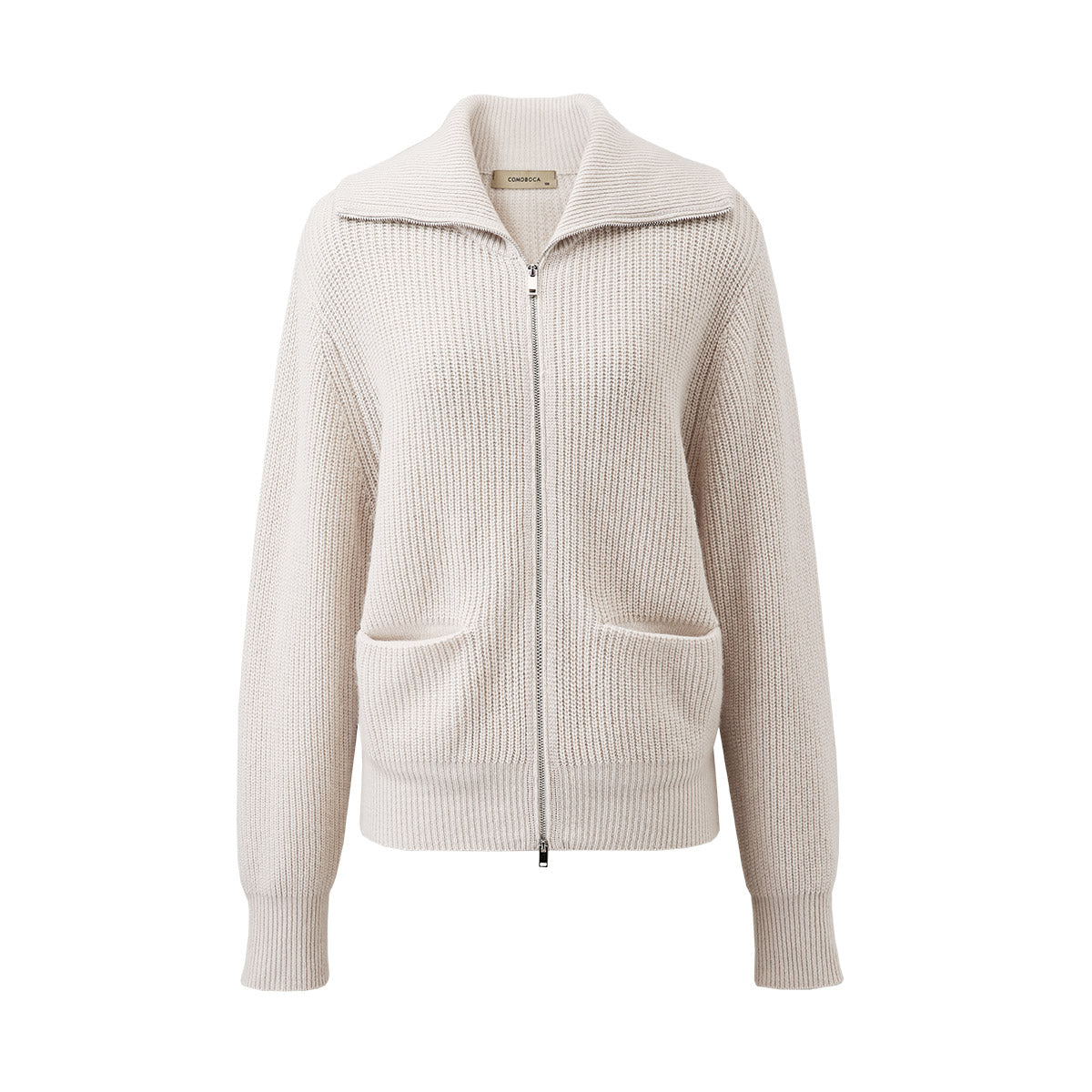 100% Wool Cozy Women's Turtleneck Zip-Up Cardigan