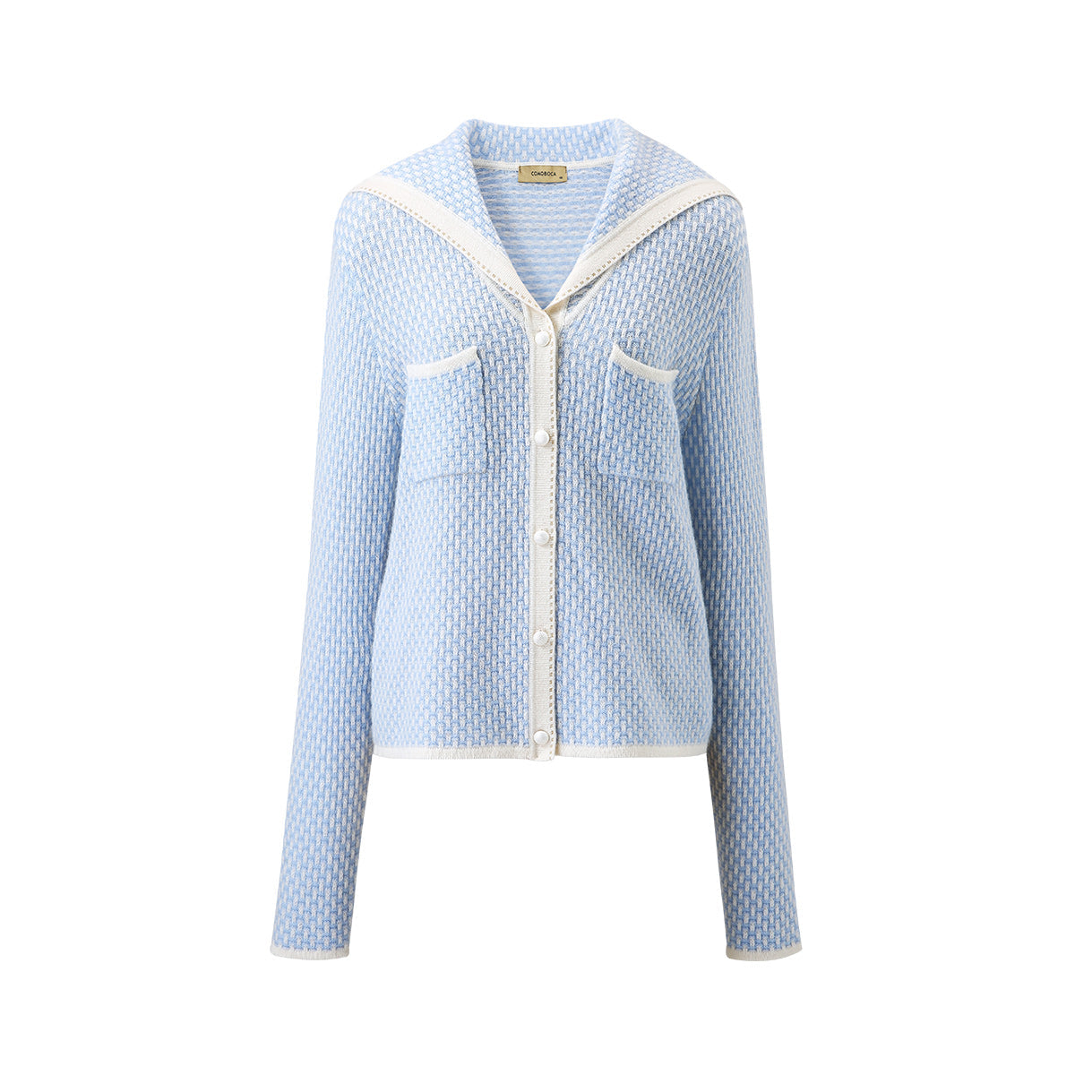 100% Cashmere Sailor Collar Knitted Cardigan