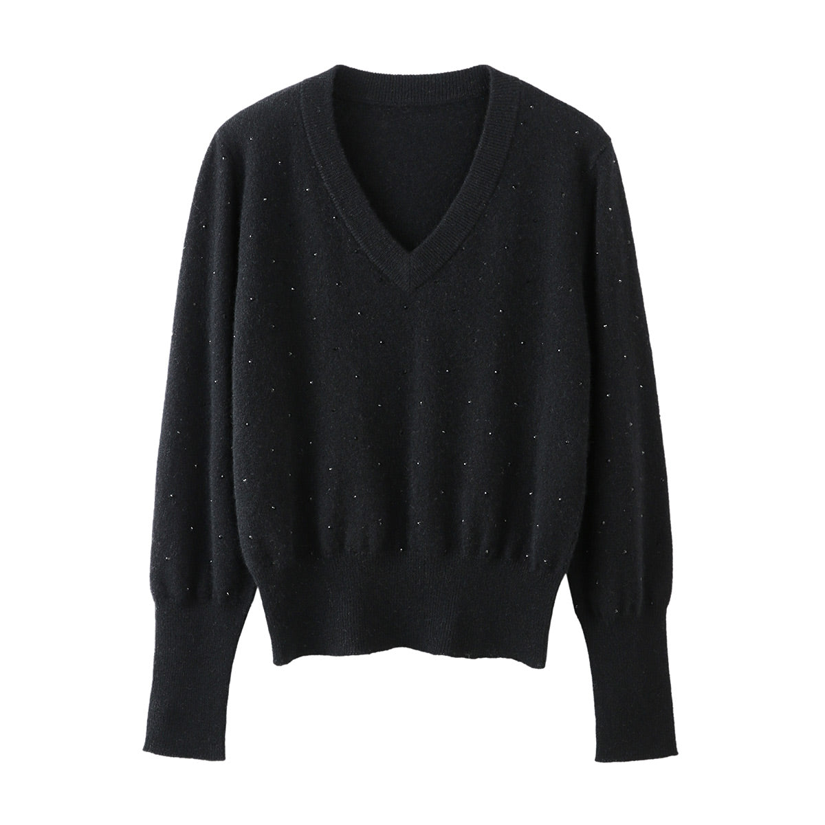 100% Cashmere Womens Sweater with Crystal Embellishments