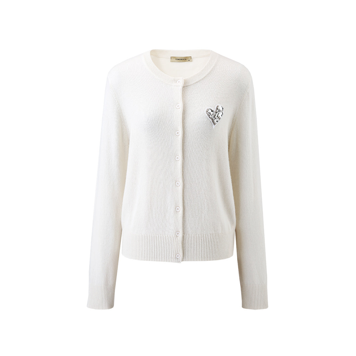 100% Cashmere Cardigan with Heart Patch