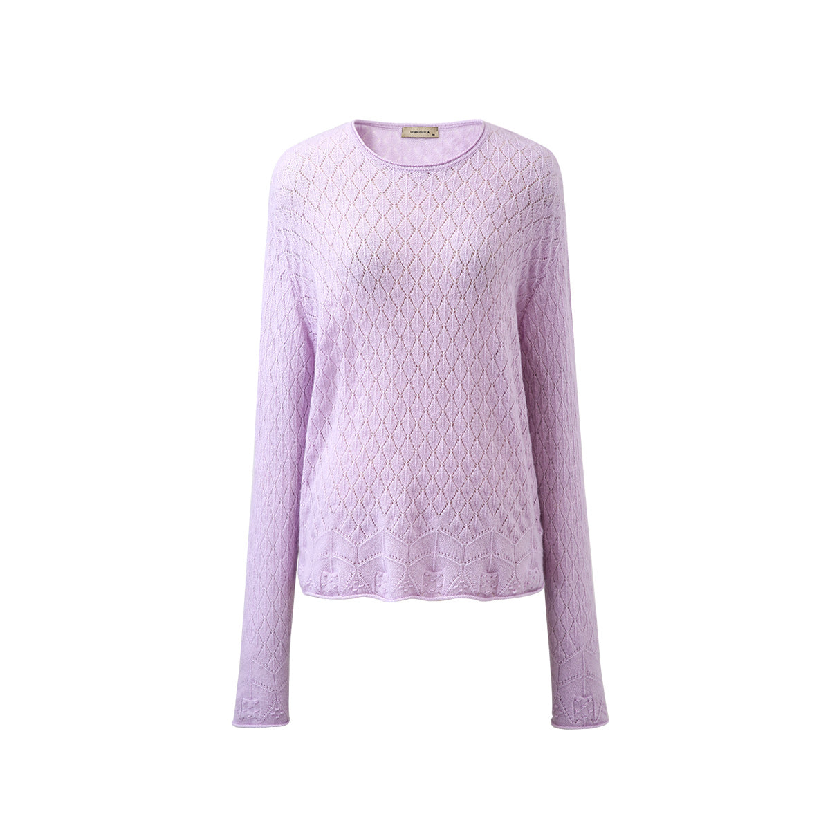 100% Cashmere Diamond Pattern Pullover Sweater