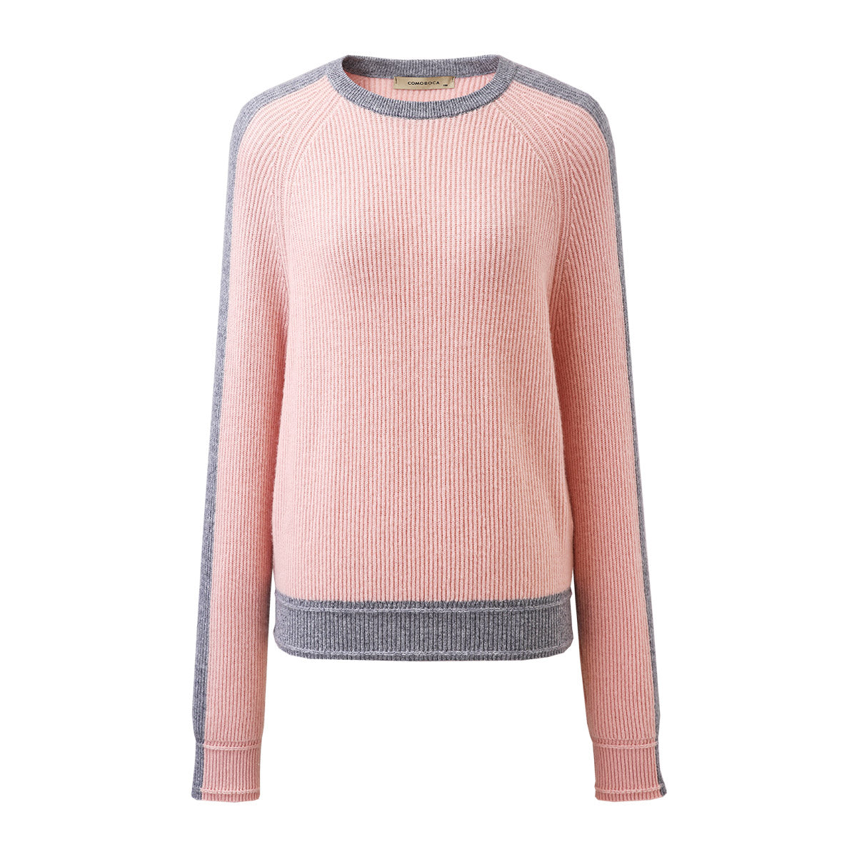 100% Cashmere Color Block Raglan Sleeve Knit Sweater