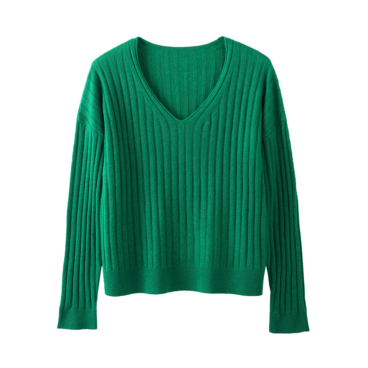 100% Cashmere Womens Cozy Ribbed V-Neck Sweater