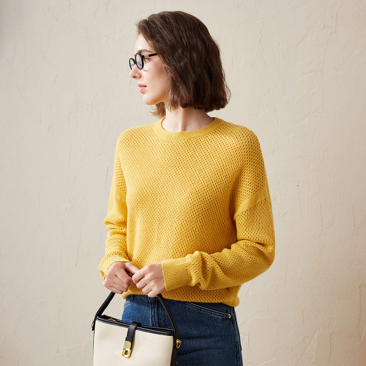 100% Cashmere Breathable Mesh Sweater