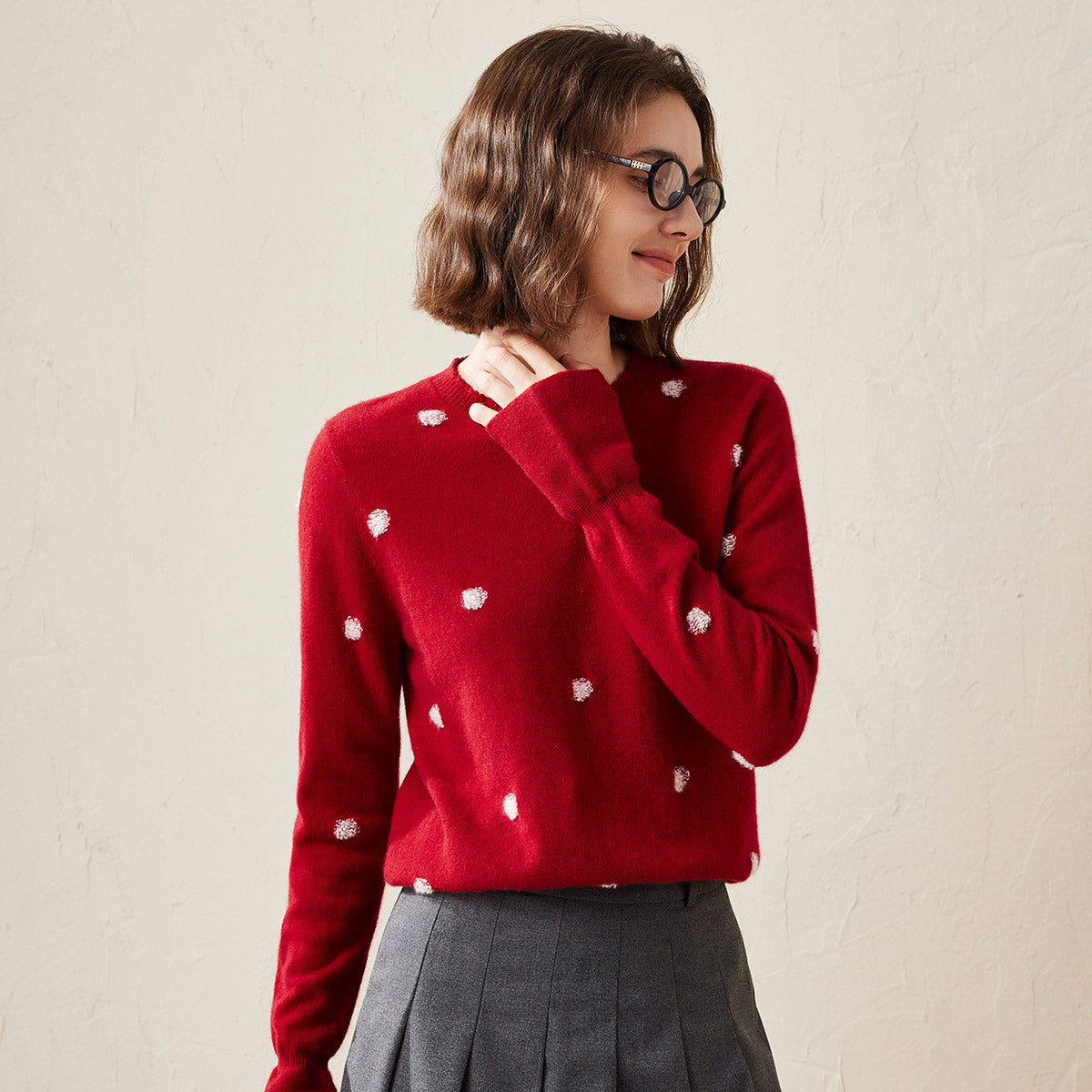 100% Cashmere Cozy Polka Dot Sweater