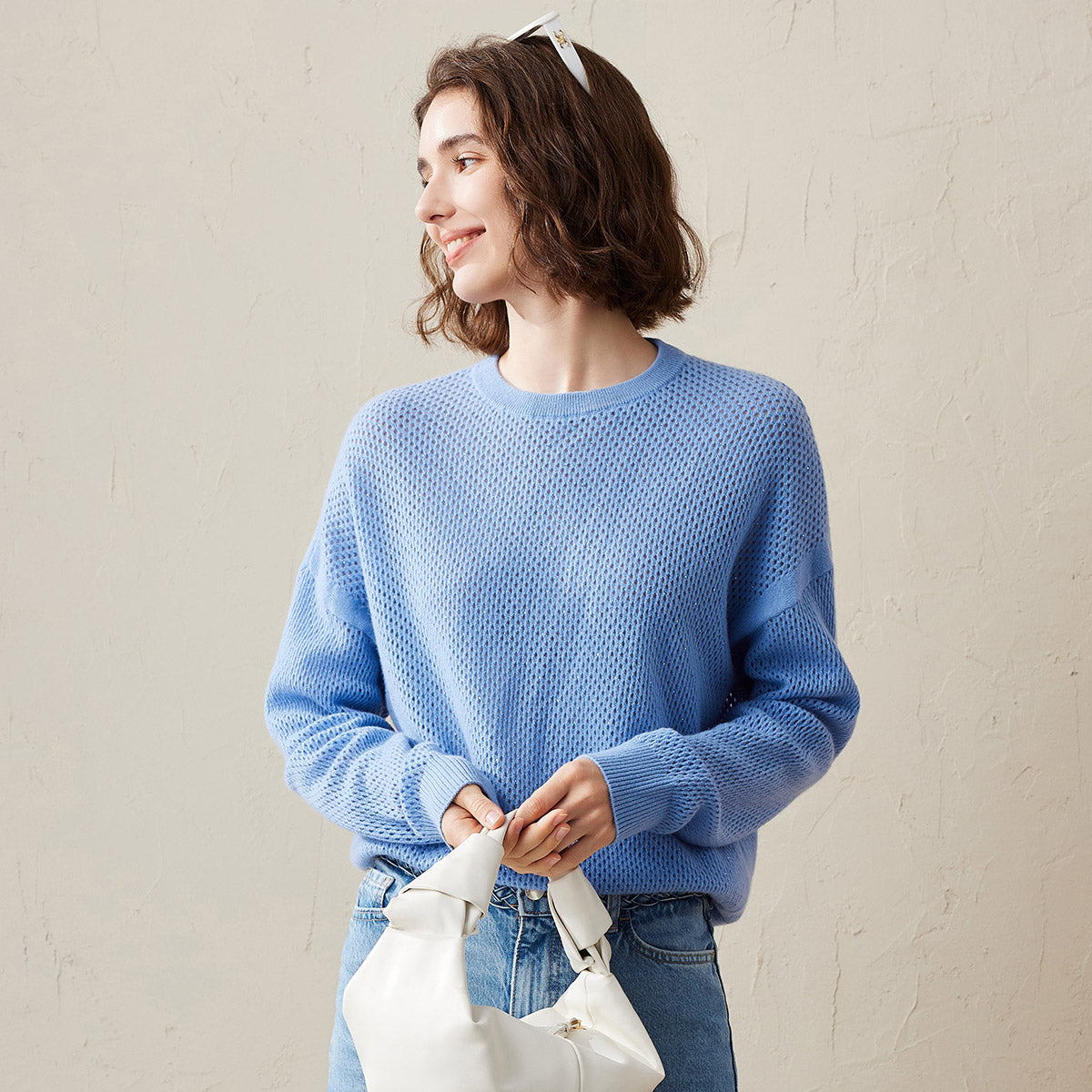 100% Cashmere Breathable Mesh Sweater