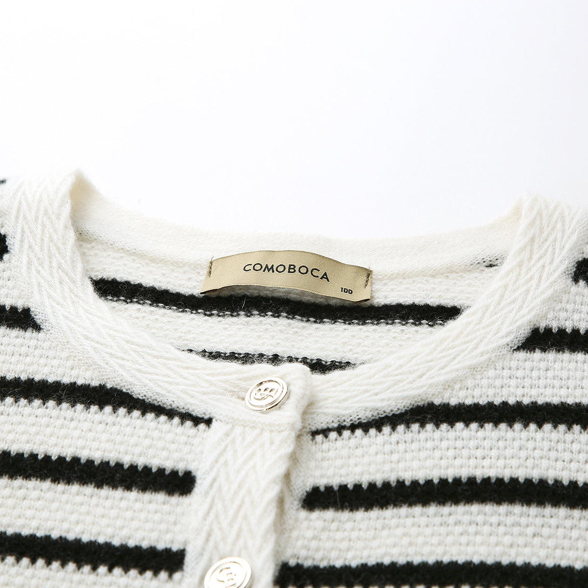 100% Cashmere Striped Button-Up Cardigan