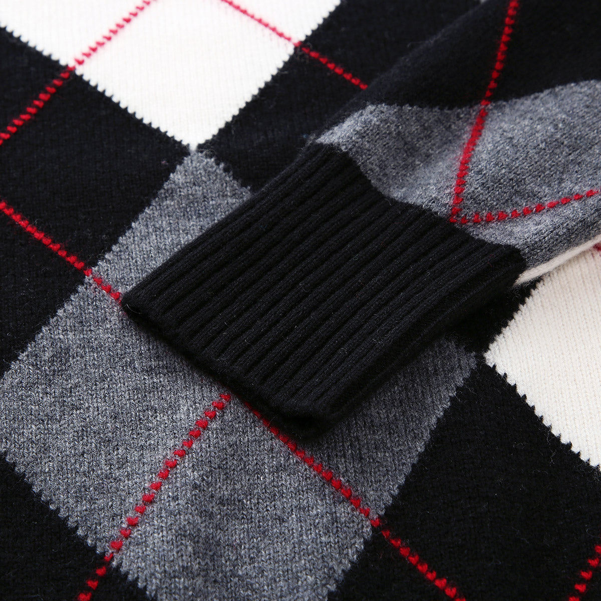 100% Wool Classic Argyle Pattern Knit Sweater