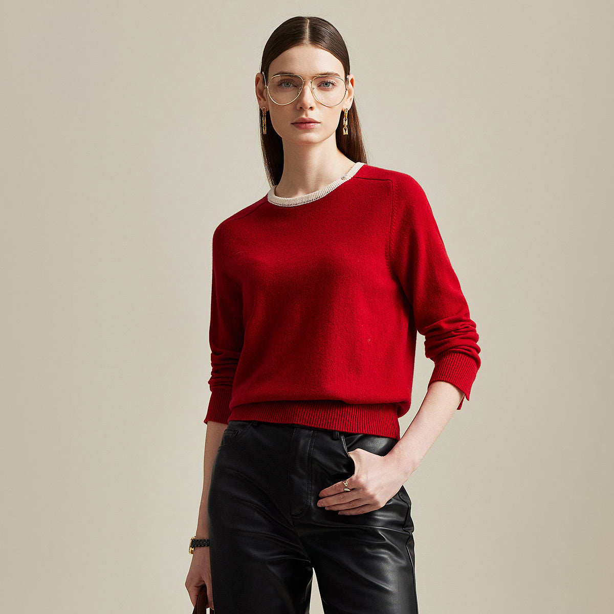 100% Cashmere Button-Accent Sweater