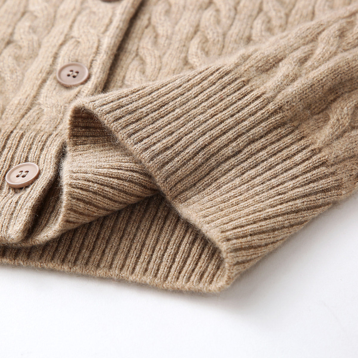 100% Cashmere Cable Knit Hooded Cardigan