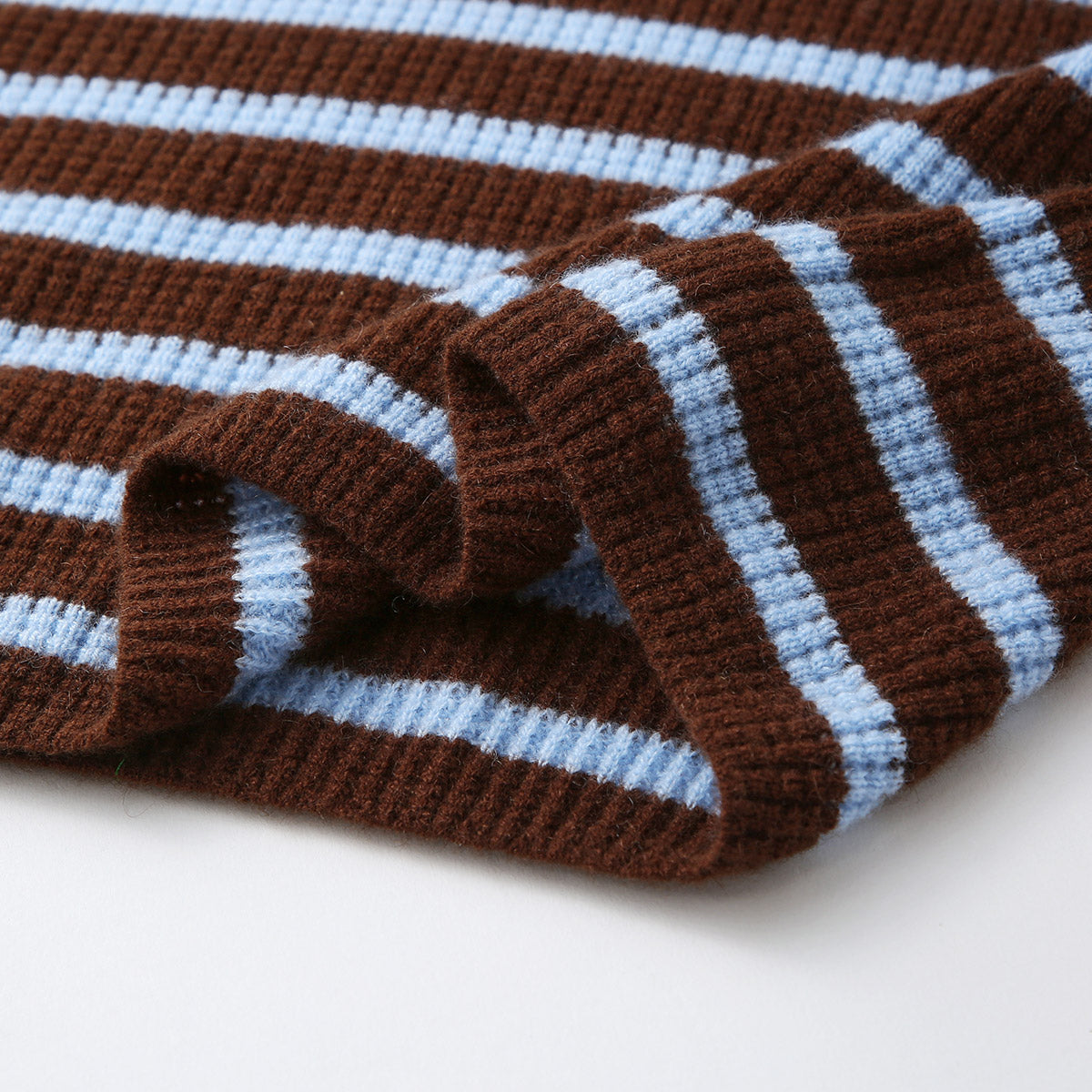 100% Cashmere Striped Knit Henley Sweater