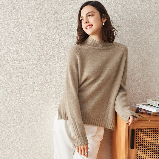 100% Cashmere Mock Neck Knit Sweater