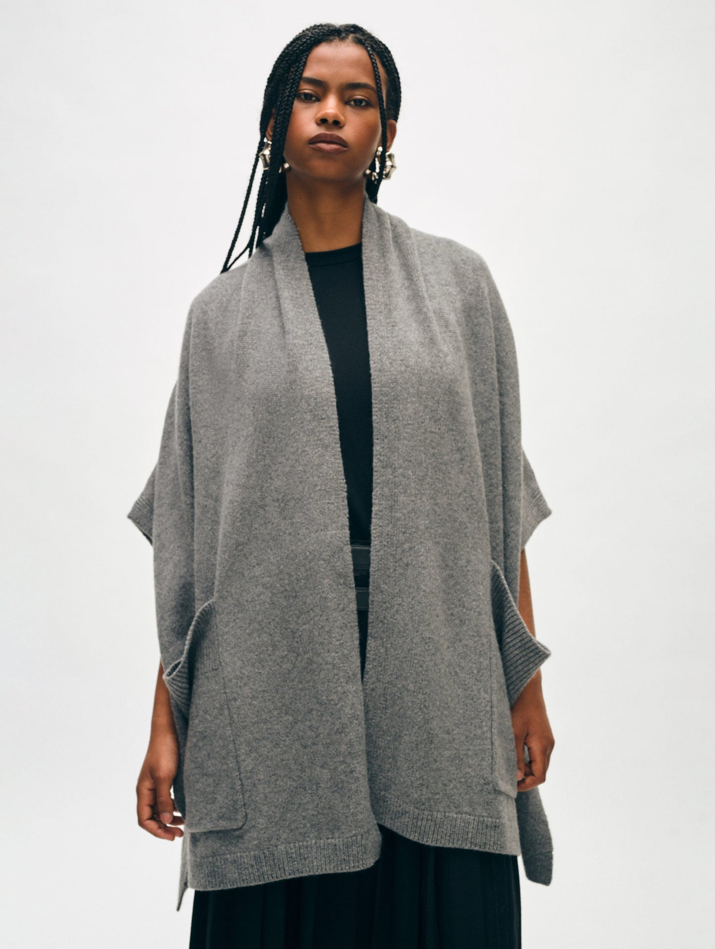 Merino Cashmere Open Poncho