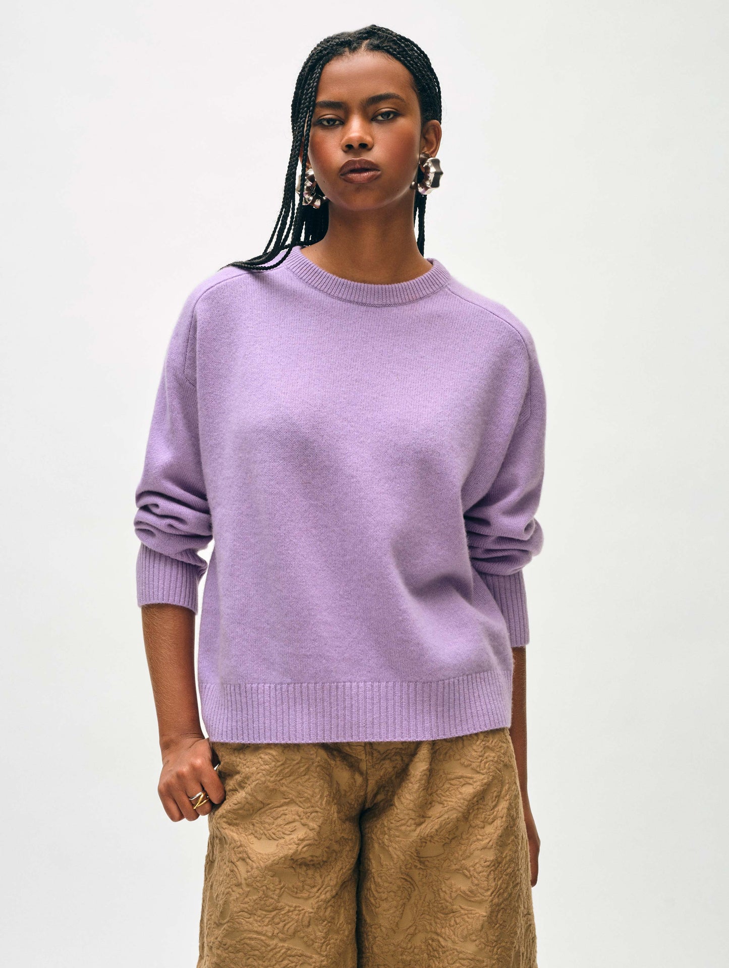 Cashmere Saddle Sleeve Crewneck