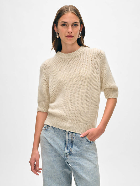 Cashmere Puff Sleeve Crewneck