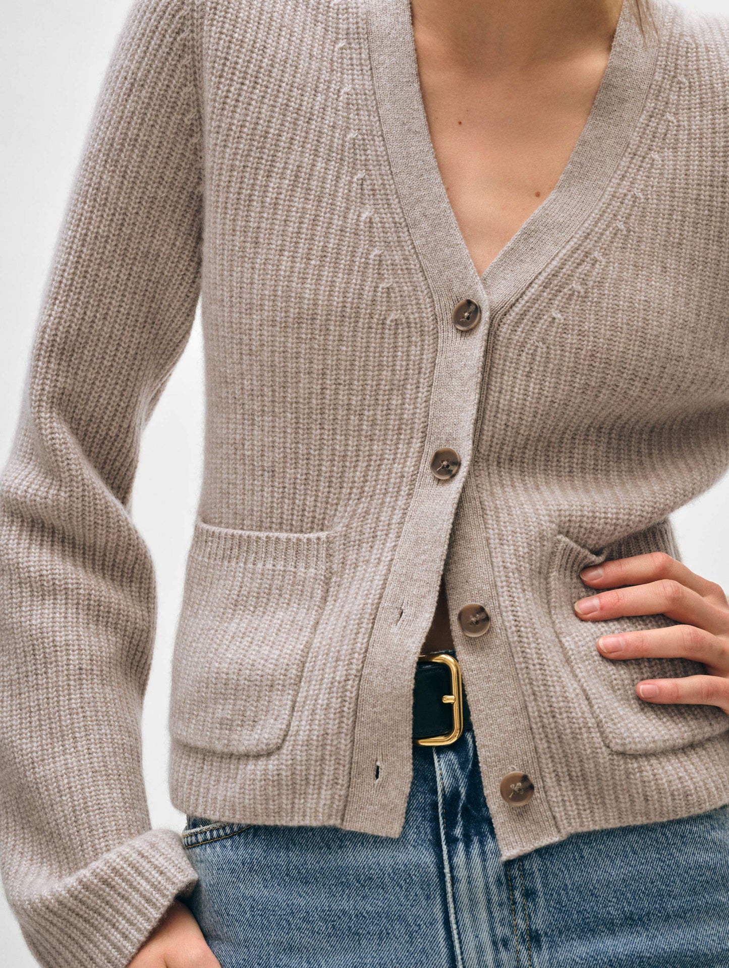 Cashmere Fluted Sleeve Cardigan