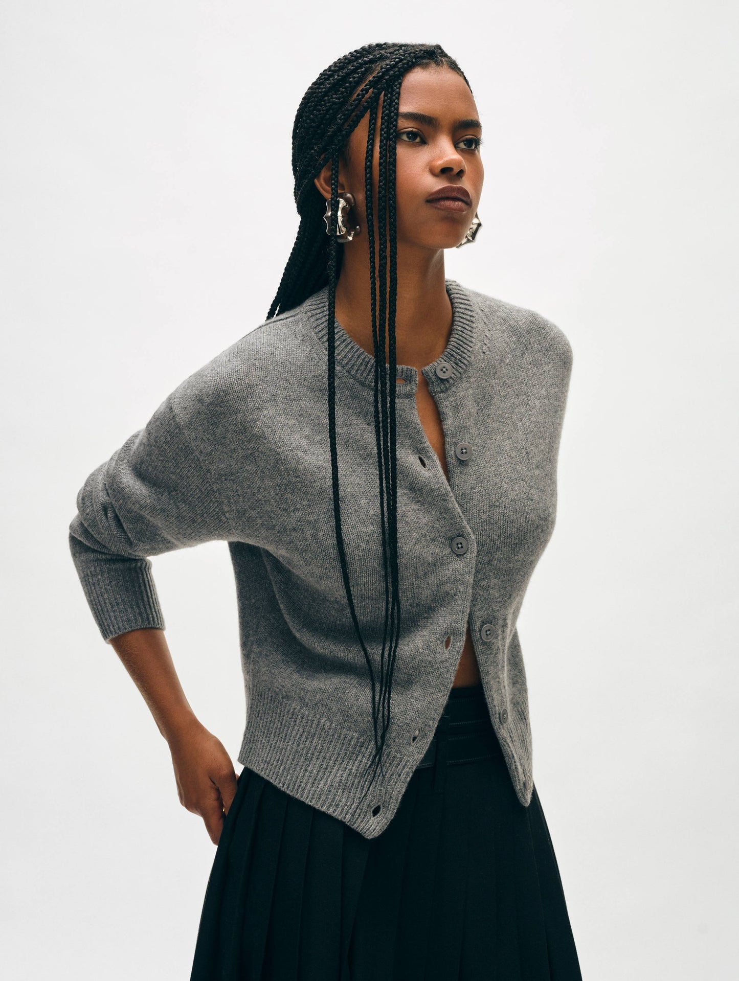 Merino Cashmere Crewneck Cardigan