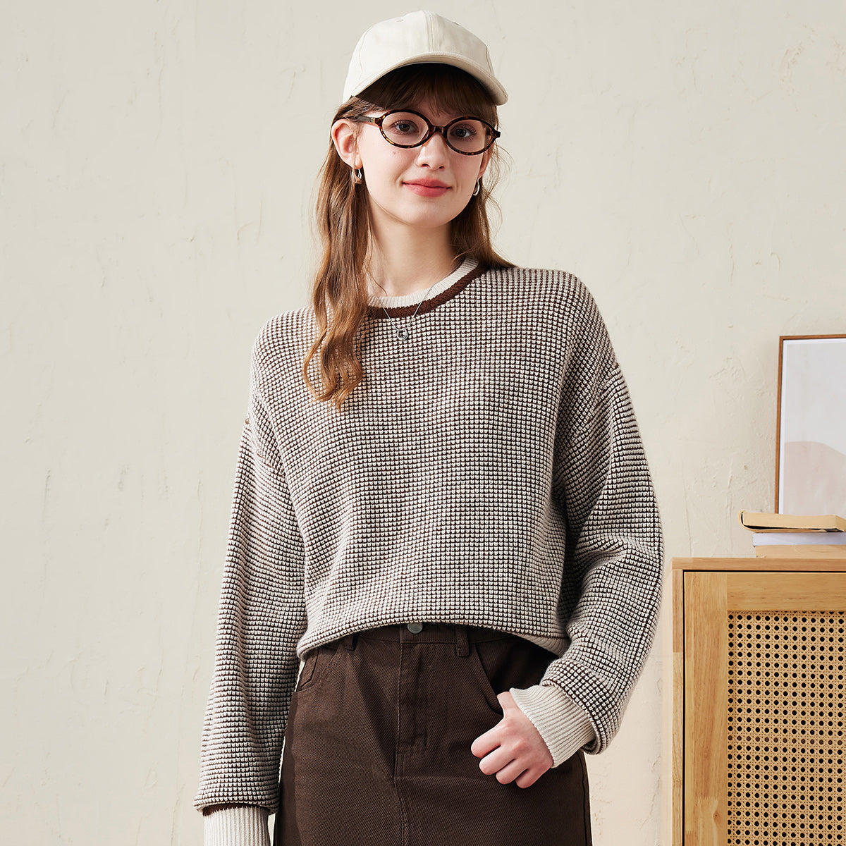 100% Wool Colorblock Raglan Sleeve Sweater