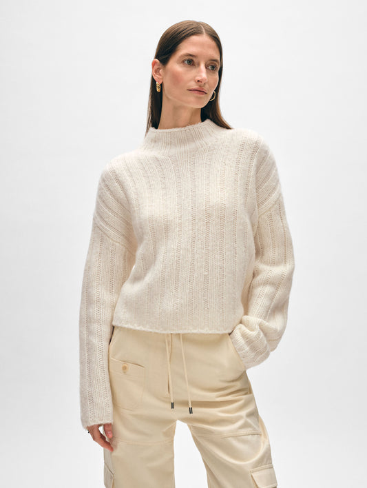 Cashmere Blend Wide Rib Standneck