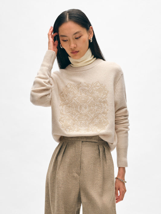 Cashmere Fairytale Embroidered Crewneck