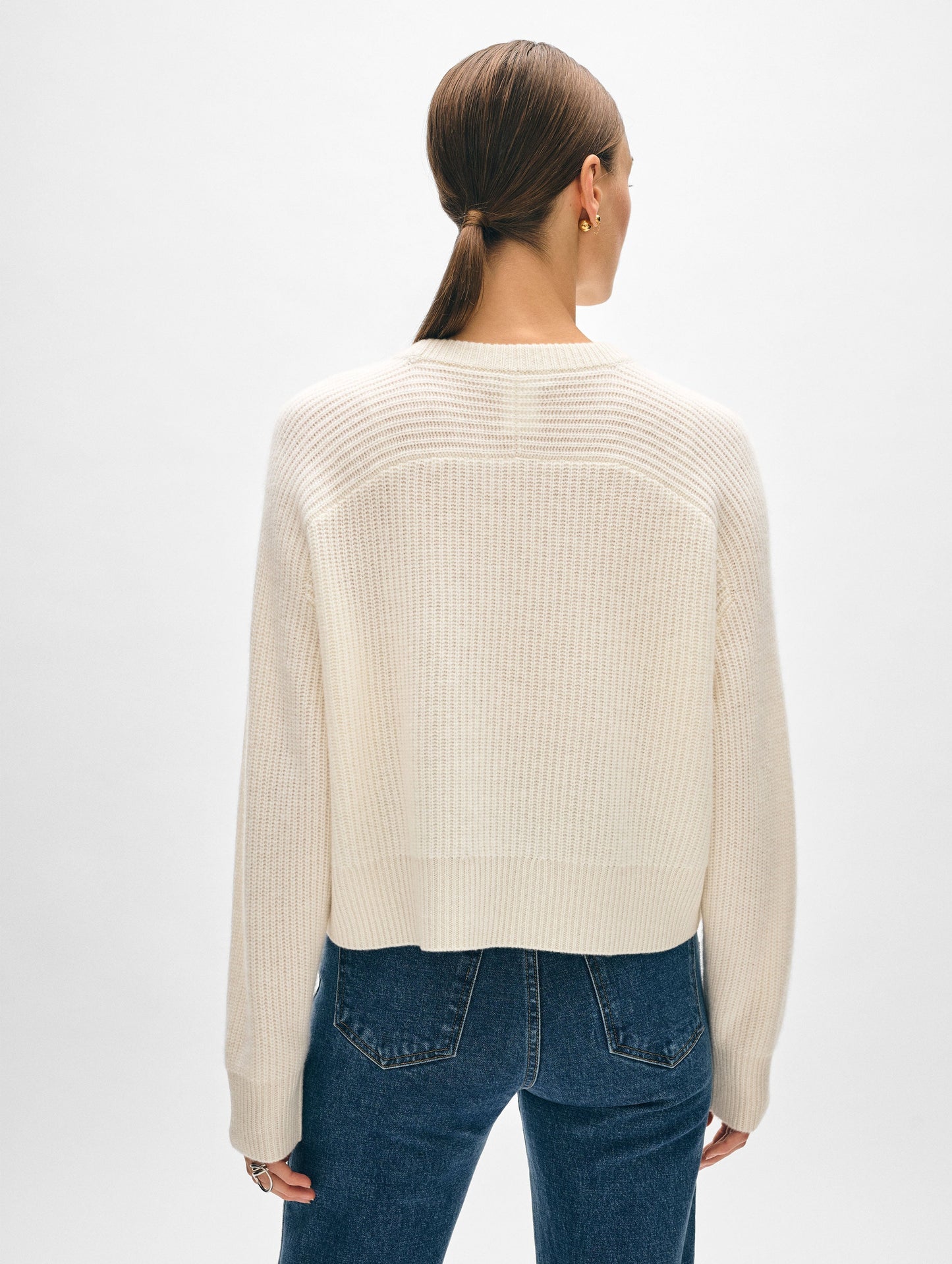 Cashmere Ribbed Saddle Sleeve Crewneck