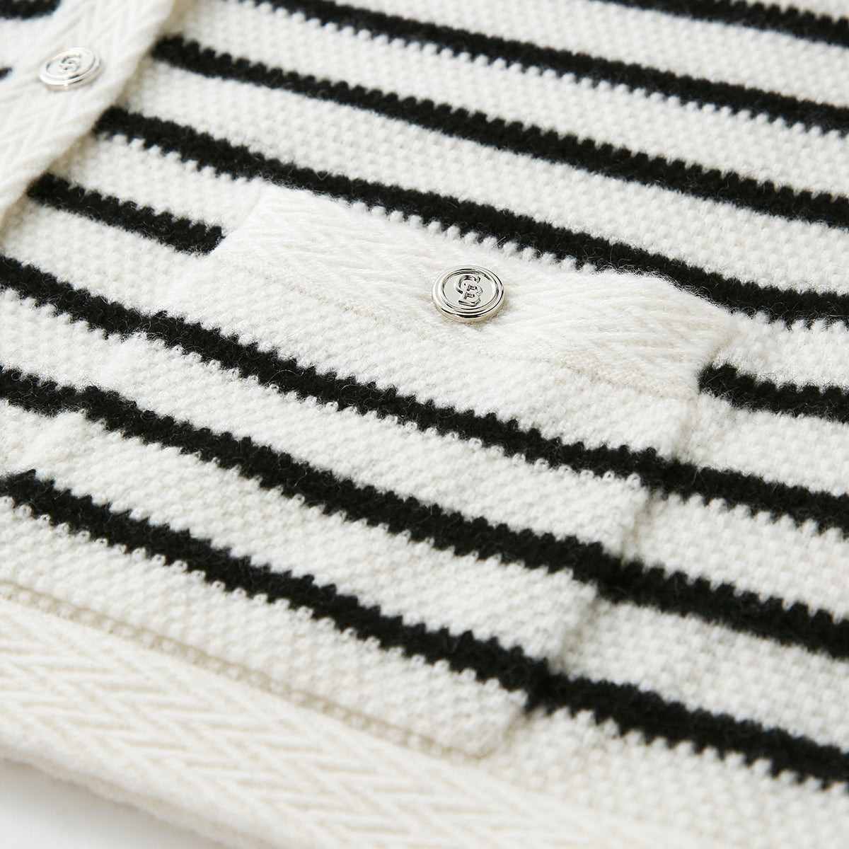 100% Cashmere Striped Button-Up Cardigan