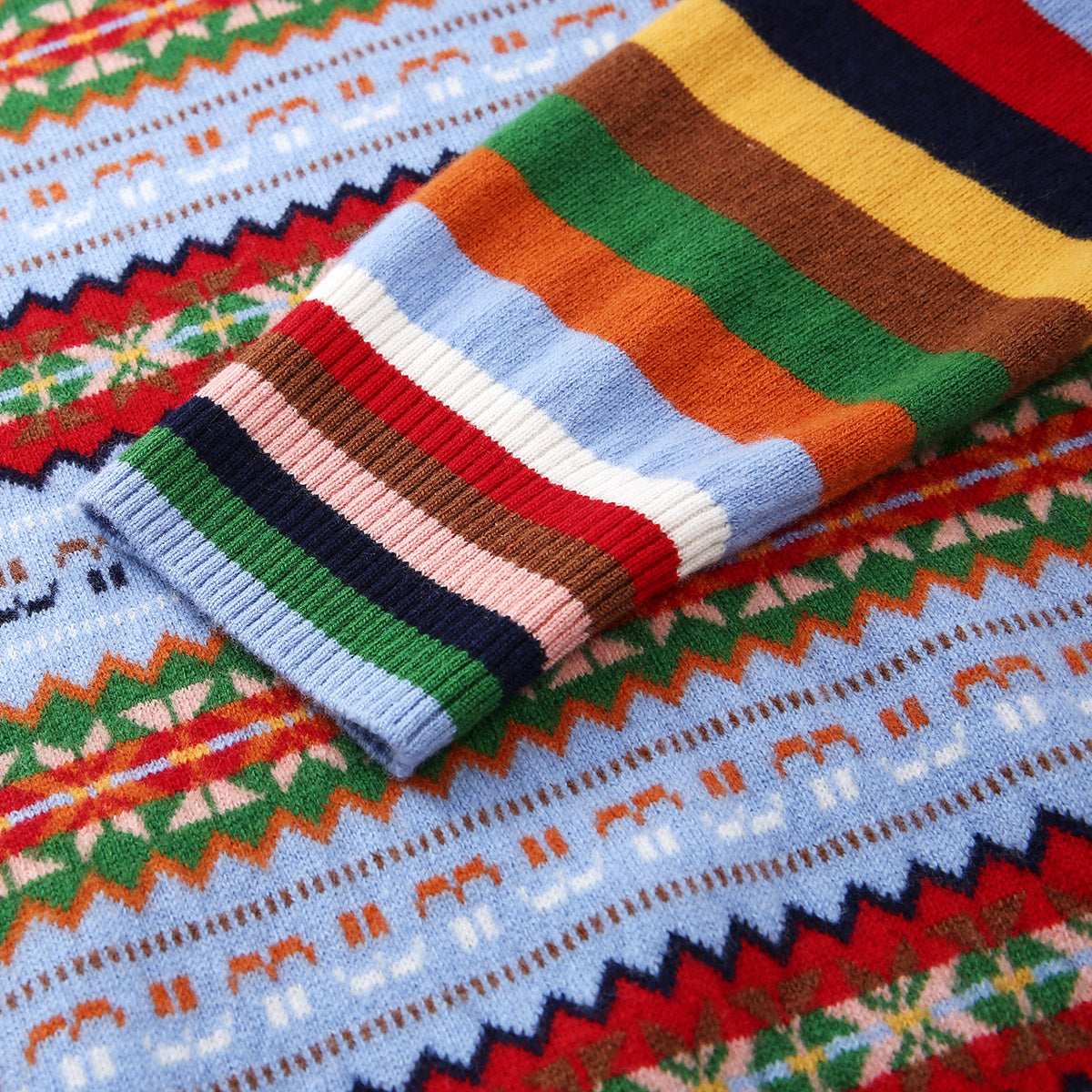 100% Wool Colorful Fair Isle Knit Sweater