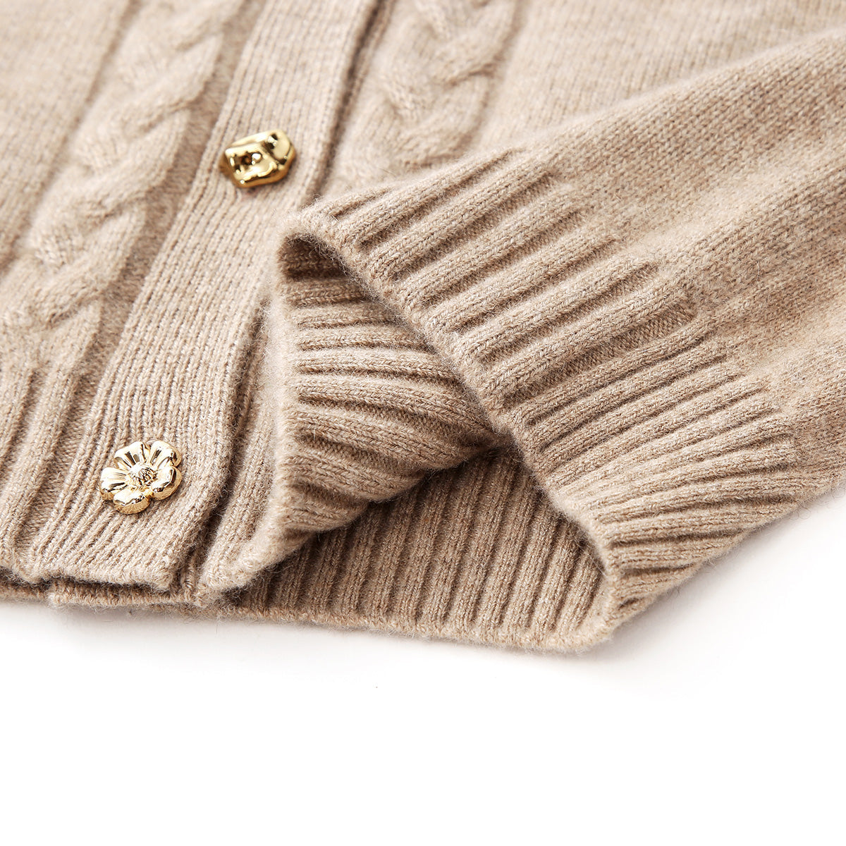 100% Cashmere Cable Button Knit Cardigan